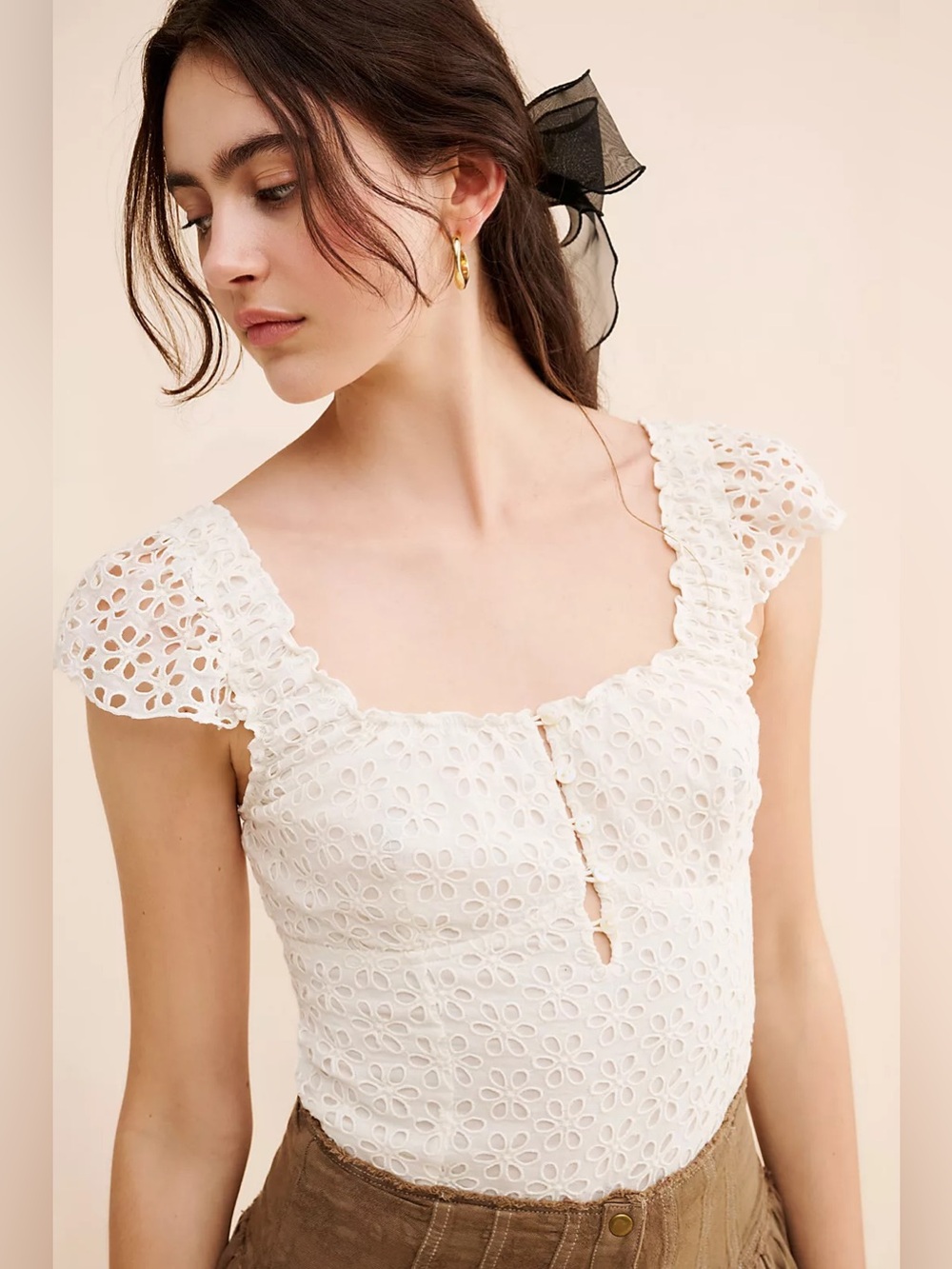 Free people Alma Eyelet Top